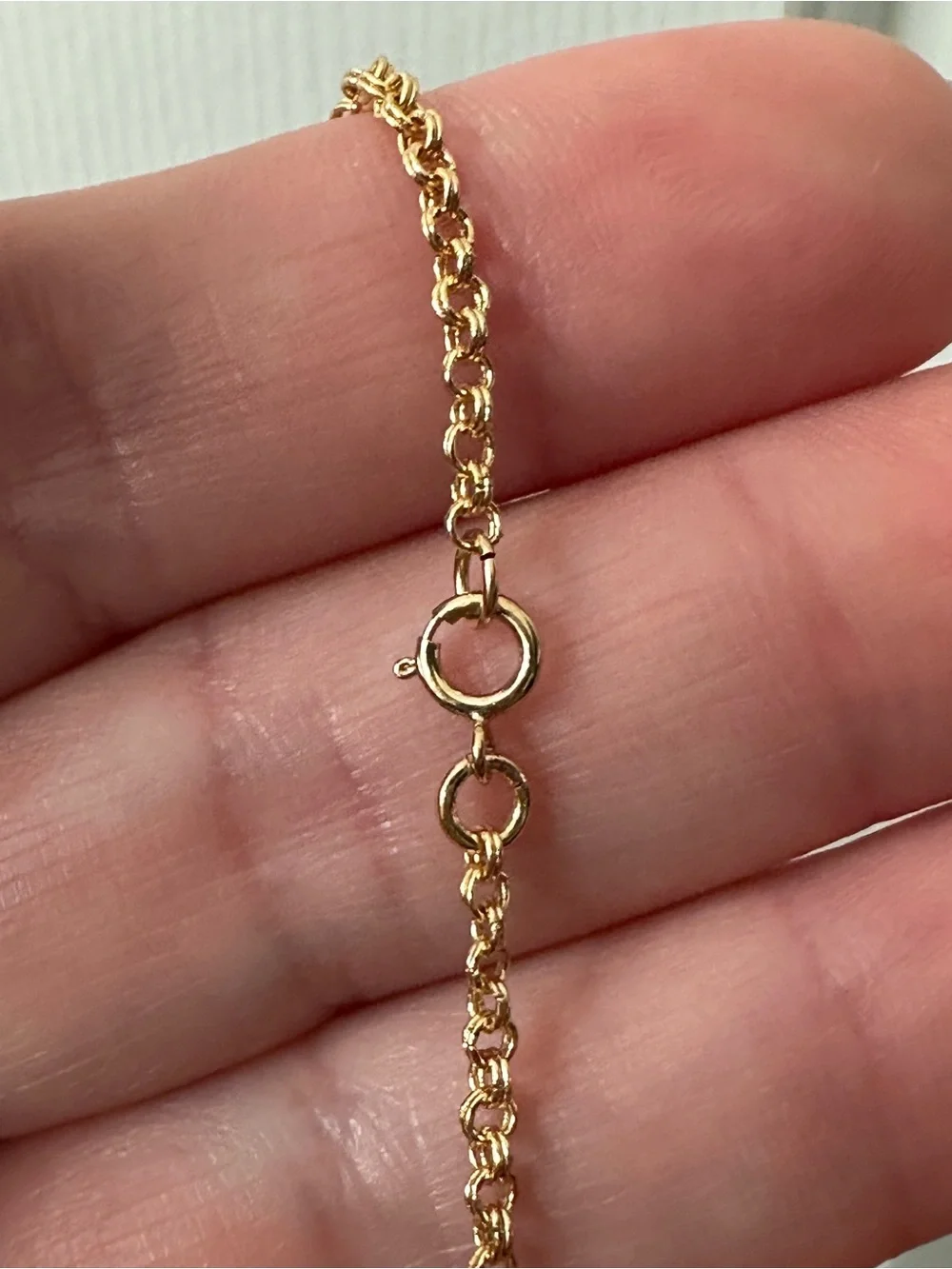 14k Gold-Filled Bracelet/Anklet Heart Connector Fancy Chain Handmade 9” NWOT